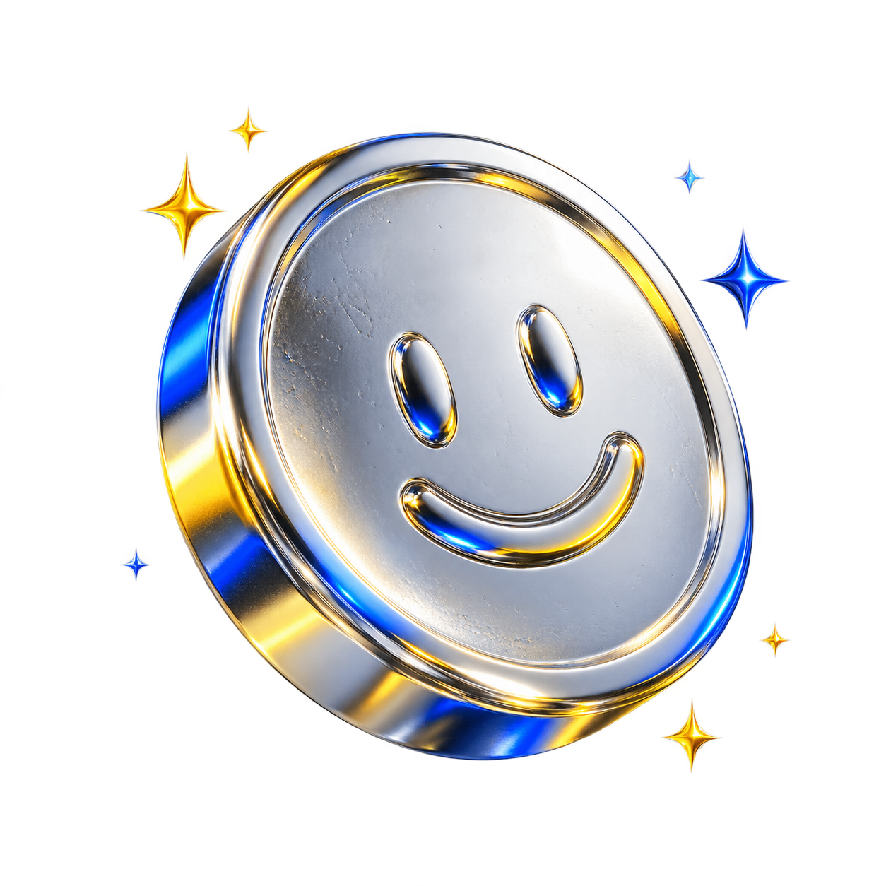 A shiny, smiling coin with little stars around it